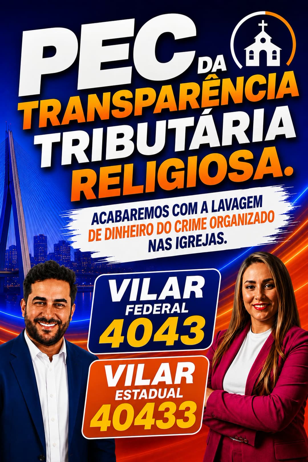 Arte da proposta Transparência Tributária das Organizações Religiosas — VILAR Estadual 40433 e Federal 4043